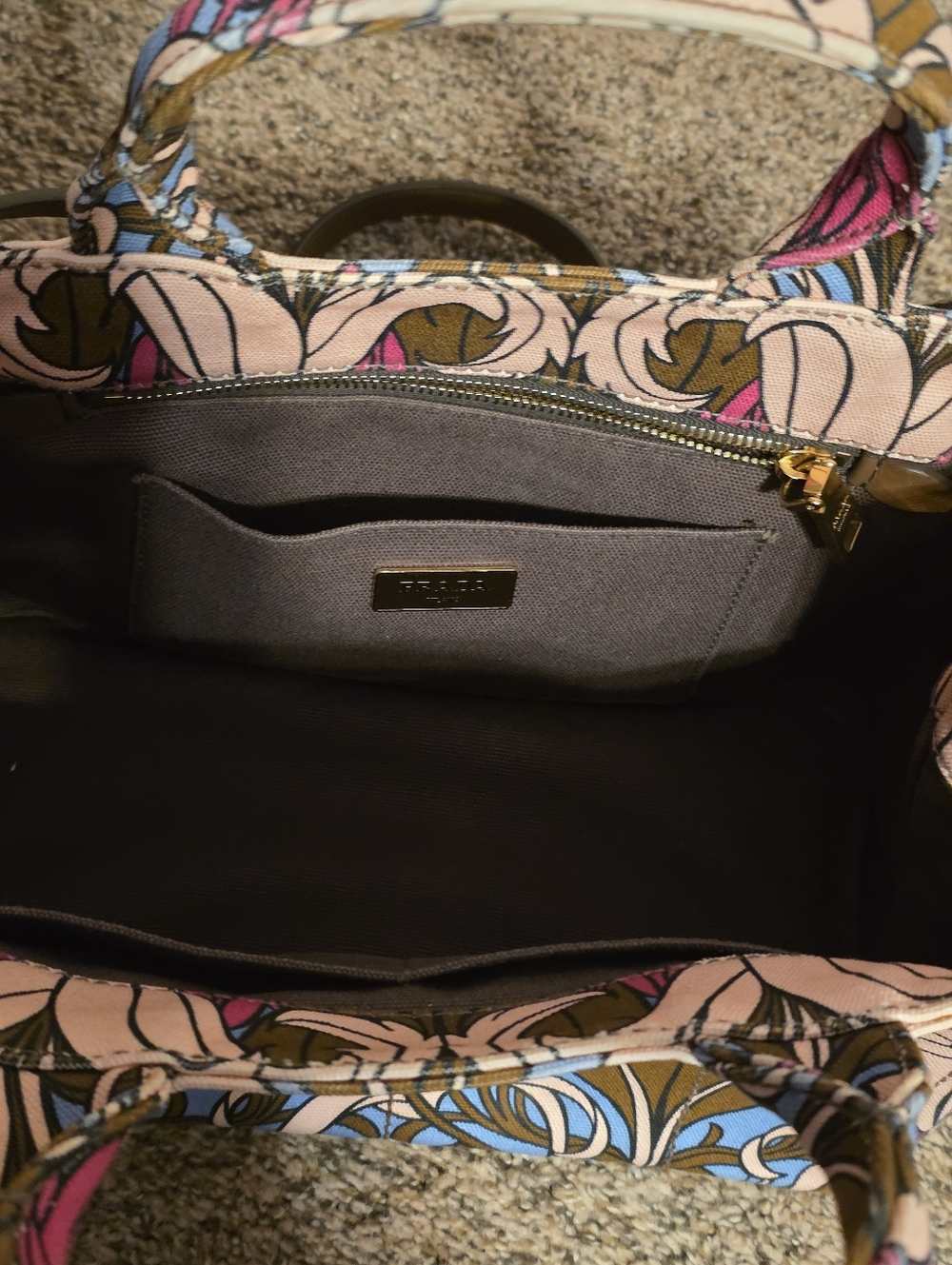PRADA Flower Canapa PM Hand Bag Canvas 2way/ EUC - Picture 9 of 12